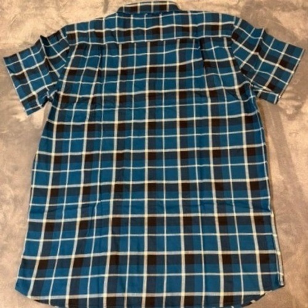 Carhartt Mens Rugged Flex Relaxed Fit Plaid Short Sleeve Shirt Blue L Tall NEW - Picture 2 of 9